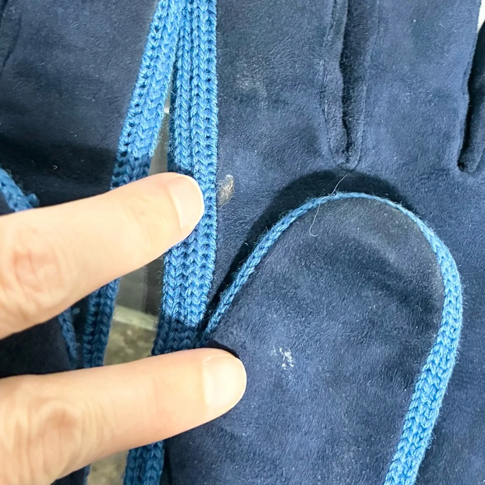 Y2K Banana Republic Sheepskin Suede Merino Wool Gloves Vintage Blue Men’s L